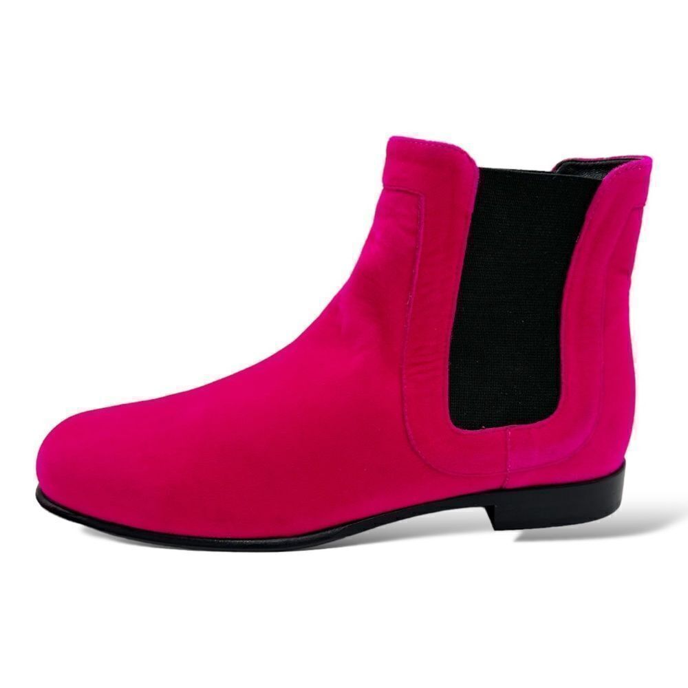Roger Vivier Fuchsia Pyramide Velvet Chelsea Boot Sz EU 34 US Sz 4 UK 2